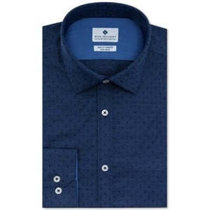 Camicia Elegante da Uomo Ryan Seacrest Distinction, Vestibilità Slim, Tessuto Elasticizzato Dobby, 100% Cotone, Blu, Taglia 16X32-33 - Product Image 1