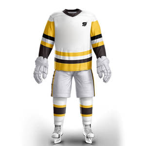 ชุดยูนิฟอร์มฮอกกี้น้ำแข็งสำหรับผู้ใหญ่ ระบายอากาศได้ดี เป็นมิตรกับสิ่งแวดล้อม ผลิตจากโรงงานโดยตรง ผลิตจากโพลีเอสเตอร์ 100% แห้งเร็ว เหมาะสำหรับทีม - Product Image 1