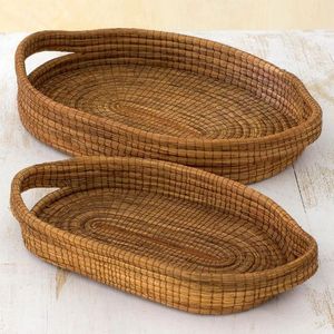 Nouveauté : Plateau de service en rotin et jute fait main, écologique, avec poignée, compatible lave-vaisselle et micro-ondes, finition polie, pour restaurant - Product Image 2