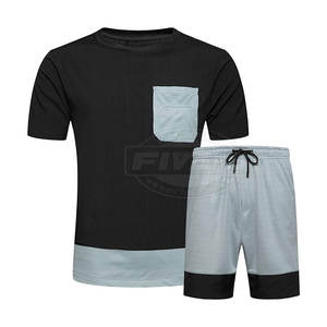 Ensemble t-shirt et short de course personnalisé pour hommes Ensembles t-shirt et short de haute qualité aux couleurs contrastées Vente en gros - Product Image 1