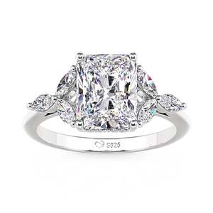 Jeulia Leaf <b>Petal</b> Radiant Cut Engagement Ring in Pave Setting - Product Image 1