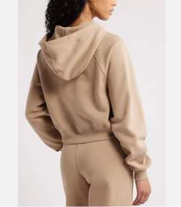 Sudadera corta con capucha para mujer de uso diario Jersey de algodón suave proveedor directo de fábrica personalizado OEM - Product Image 3