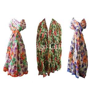 Pañuelo Dupatta de Chifón con Estampado Floral Indio, 100% Algodón, Multicolor - Product Image 1