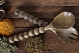 <b>Wooden</b> Spoons <b>Set</b> 9 Inch for Cooking, Serving Salad Stirring Soup Rice Non stick Heat Resistance Easy to Use by AYAANS - Product Image 4