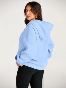 Sudadera de rizo francés de gran tamaño para mujer de algodón de alta calidad Sudadera con capucha de hombro caído personalizada con tela de punto de estilo Streetwear - Product Image 4