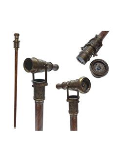 Mango de telescopio de latón náutico bastón de madera coleccionable hecho a mano bastón de madera - Product Image 1