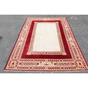 Alfombra Turca Vintage de 5.3x7.3 pies (161x221 cm), Alfombra Floral Roja y Blanca - Product Image 1