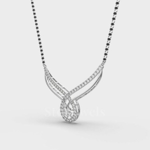 Flora Diamond Drop Mangalsutra Trendy Floral Design Cadena de cuentas de plata para Bodas de Stonewels - Product Image 3