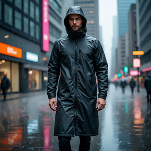 Vestes de pluie imperméables à capuche pour hommes coupe-vent randonnée manteau long 100% Nylon Spandex veste de pluie pour hommes - Product Image 2