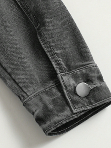 Veste denim de printemps à la mode en gros Veste denim décontractée de couleur unie à grandes poches pour hommes - Product Image 5