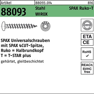 Tornillos Ruko Tip/T-STAR 4.5x60/57-T20 WIROX Paquete de 500 Piezas de SPAX - Product Image 1