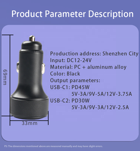 USB PD 45W 30W Type C ที่ชาร์จในรถ<span class=keywords><strong>ย</strong></span>นต์แบบ USB ชนิด C อะแดปเตอร์ที่ชาร์จในรถ<span class=keywords><strong>ย</strong></span>นต์แบบเร็ว3.0 QC สำหรับ iPhone - Product Image 6