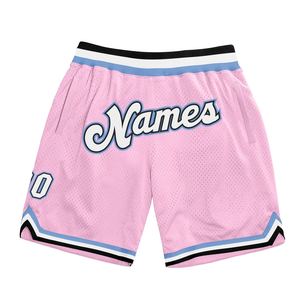 Industrie Direct Engro Sportswear Short de basket-ball personnalisé rose clair blanc-bleu clair authentique Short de basket-ball rétro - Product Image 1