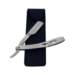 Rasoir de barbier à poignée professionnelle en forme de feuille avec lame interchangeable | Rasoir à bord droit en acier inoxydable pour un rasage parfait pour hommes - Product Image 1