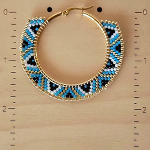 Boho <b>bead</b> earrings with turquoise design andy cascading <b>fringe</b>, unique jewelry gift - Product Image 3