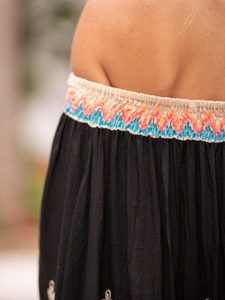 Trendy Embroidered Boho Women's Midi Dresses Long Sleeve <b>Poncho</b> Tops Lace Decoration Solid Pattern Beach Swim Plus - Product Image 4