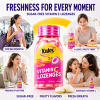 KisKis Vitamin C Added Sugar Free Lozenges Watermelon Flavor Refreshing Fresh Breath Hard Candy