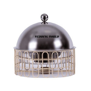 Réchauffeur de nourriture en acier inoxydable avec pot en bois noir Dernière collection arabe Hotpot Couvercle poli miroir Casserole en métal de créateur - Product Image 2