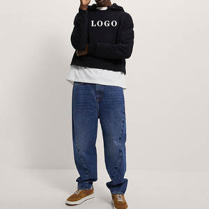 Sweat à capuche court Boxy vierge de haute qualité pour hommes polaire coton surdimensionné Streetwear pull à capuche avec logo personnalisé - Product Image 4