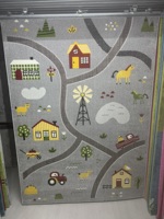 Tapis pour enfants Goldenmoon Frize, tapis turc carré à poils plats, motif floral, design kilim tissé, utilisation intérieure et extérieure, polyester acrylique