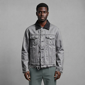 Premium Quality Custom <b>Men's</b> Denim <b>Jacket</b> Simple Loose Fit <b>Long</b> sleeve Wholesale Washed custom logo hip hop <b>men's</b> denim <b>jacket</b> - Product Image 4