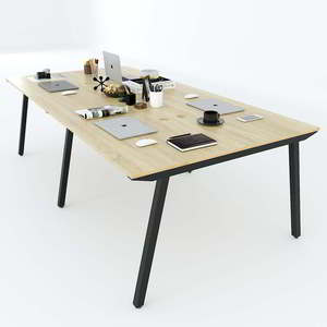 Mesa Minimalista de 4 Plazas, 240x120cm, Patas de Madera Contrachapada, HBPL012 - Product Image 4