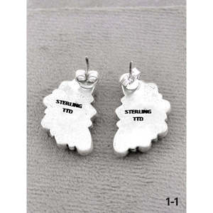 Southwest-Style White Buffalo & <b>Sterling</b> <b>Silver</b> <b>Stud</b> Earrings Bezel-Set Flower Pattern Post Earrings - Product Image 4