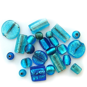 Premium and Fancy Turquoise Color Silver Foil <b>Glass</b> <b>Bead</b> Mix for Making Jewelry Available in Reasonable Price - Product Image 1