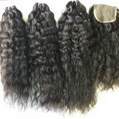 Extensión del paquete de cabello humano Extensiones de cabello natural Remy indio crudo DHL Estilo superior Color ondulado Material de doble peso