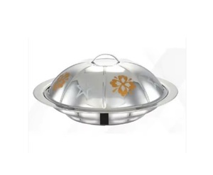 Casserole ronde de qualité supérieure finition argentée chauffe-aliments Buffet Hotpot maison hôtel cuisine service fête de mariage utilisation du golfe - Product Image 1