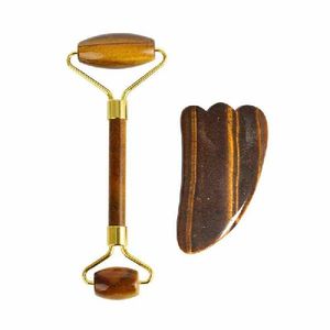 Piedra preciosa de ágata Ojo de tigre Rodillo de masaje facial Masajeador facial de cristal Calidad superior Original Certificado Piedra preciosa Ágata al por mayor - Product Image 1