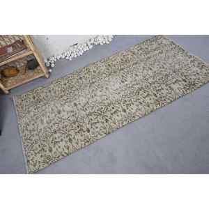 Alfombra de lana Vintage con diseño de patchwork marrón beige rectángulo grande de 3x6 pies para sala de estar dormitorio con respaldo de látex para adolescentes - Product Image 2