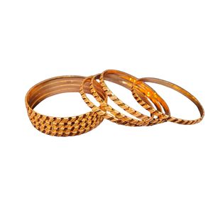 Compre brazaletes de diseño elegante con brazaletes de aspecto moderno de forma redonda chapados en oro de 22 quilates a la venta por exportadores indios - Product Image 1