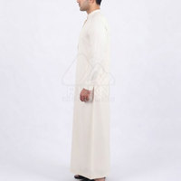 Thobe arabe en coton confortable pour homme, Kurta longue traditionnelle, design fluide et doux, manches longues, longueur cheville, col rond, léger