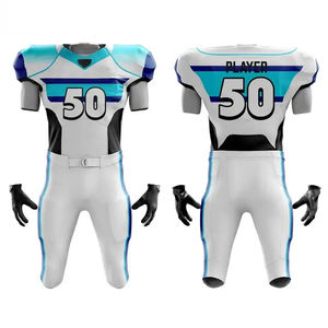 Maillot de football américain sur mesure en gros 100% polyester antibactérien et respirant pour adultes, ensembles à manches courtes, nom du style - Product Image 4