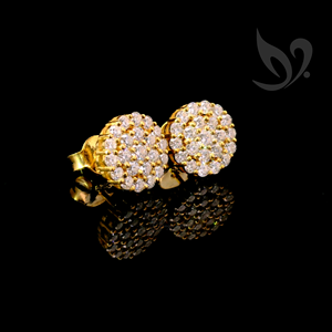 Boucles d'oreilles CZ créées par laboratoire Halo rond 1CT | Boucles d'oreilles Push Back Cluster scintillantes or argent | OEM de bijoux fins de mariage de mariée - Product Image 3