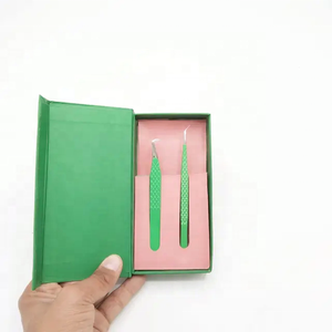 ตัวอย่างฟรีสีเขียวผงเคลือบขนตาต่อแหนบ 45 องศาจับเพชรสแตนเลสขนตาแหนบ - Product Image 4