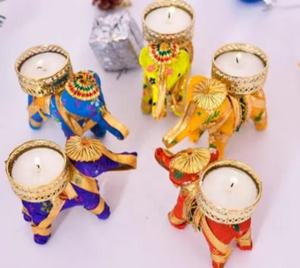 Artistic <b>Elephant</b> Rangoli Set Housewarming Favor Indian Wedding Entryway Home Decoration Diwali Tealight <b>Candle</b> Holder - Product Image 2