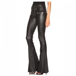Pantalon en cuir pour femme de haute qualité, nouvelle mode, devant en cuir de vache, pantalon vert élastique, style streetwear, sexy, noir, hiver 2026 - Product Image 3