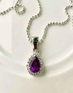 Collier d'améthyste Pendentif en argent sterling 925 Bijoux faits main en pierres précieuses Cadeau pour elle Collier élégant pour femme - Product Image 1