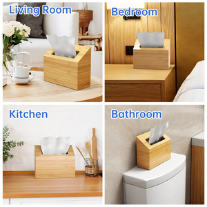 ¡PRODUCTO NUEVO! Tienphong 2025 cubierta de caja de toallas en cubierta de caja de pañuelos de bambú natural para el hogar, oficina, decoración de baño - Product Image 3