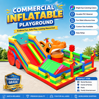 Aire de jeux gonflable commerciale sur le thème des animaux avec toboggan géant, zone de saut et jeux d'obstacles pour événements et locations