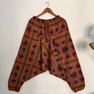 กางเกงทรงฮาเร็มแนวโบโฮสำหรับผู้ชาย, ผ้าฝ้าย100% ฟรีไซส์เอวสูงน้ำหนักเบาซักหินฟอกสีเข้มเสื้อผ้าใส่เล่นโยคะลำลองใส่เล่นโยคะ - Product Image 1