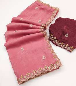 ชุดบอลลีวู้ดออกแบบงานปักส่าหรีด้วยผ้าชิฟฟรอนทั้งงานด้วยมือและงานเพชร - Product Image 1