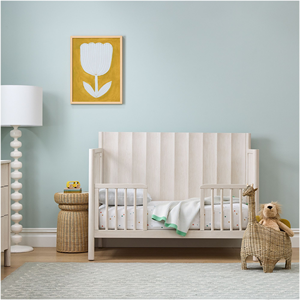 เตียงเด็กอ่อนไม้เนื้อแข็ง ดีไซน์แผ่นไม้แนวตั้ง ขอบมนปลอดภัย โครงเตียงแบบมินิมอลสำหรับเด็กเล็ก - Product Image 6