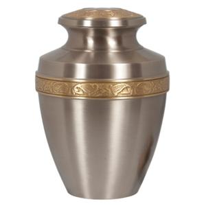 Urnas de cremación para adultos de latón de alta calidad con banda de grabado, urnas funerarias de Metal con acabado de oro y Peltre para cenizas humanas - Product Image 1