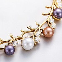 Ensemble de bijoux de mariée en alliage de zinc plaqué or, imitation perle et strass, collier, boucles d'oreilles, bracelet, 3 pièces