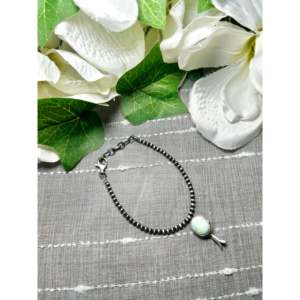 George Rios Vintage Beaded <b>Bracelet</b> Palomino Variscite & Sterling <b>Silver</b> Elegant Vintage Style - Product Image 2