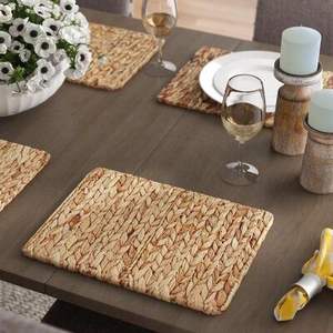 Napperons en jacinthe d'eau artisanale de style traditionnel classique pour ensemble de table à manger naturel - Product Image 5