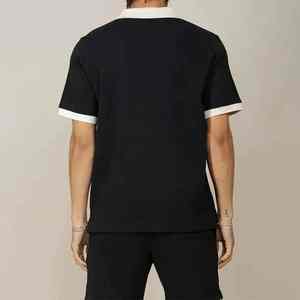 เสื้อโปโลแขนสั้นคอวีของผู้ชายเสื้อลำลองเสื้อโปโลถัก2025ออกแบบโลโก้ได้ตามต้องการล่าสุด - Product Image 3